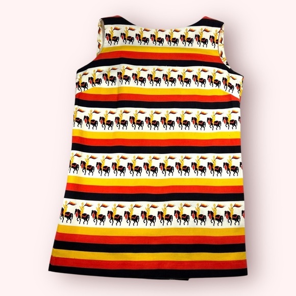 VINTAGE 1960’s Striped Equestrian Horse Micro Mini Dress/Tunic by Pamela Foster - Picture 3 of 9
